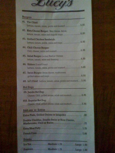 Lucy's Big Burgers Menu, Menu for Lucy's Big Burgers, Abilene, Abilene ...