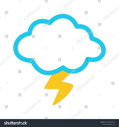 Cloud Lightning Icon Emoji Isolated On Stock Vector (Royalty Free ...