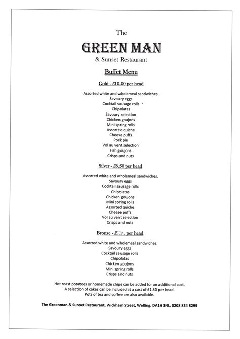 Menu | The Greenman Pub