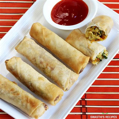 Veg Spring Rolls Recipe - Swasthi's Recipes