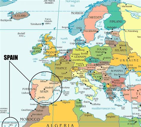 L'espagne sur une carte - carte avec l'Espagne (Europe du Sud - Europe)