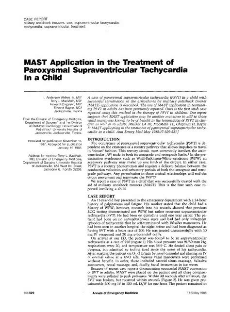 (PDF) MAST application in the treatment of paroxysmal supraventricular ...