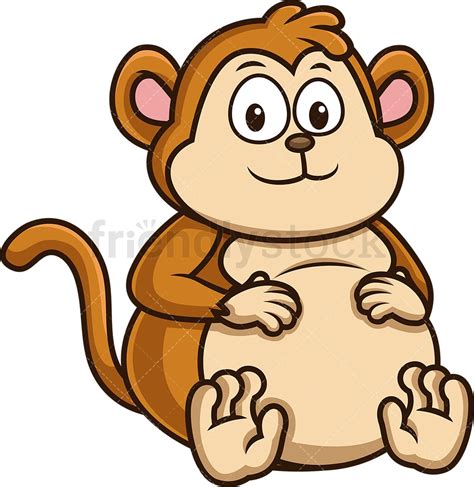 Fat Monkey Cartoon Clipart Vector - FriendlyStock