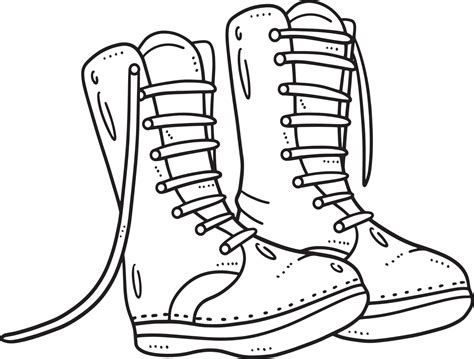 Combat Boots Isolated Coloring Page for Kids 19979795 Vector Art at ...