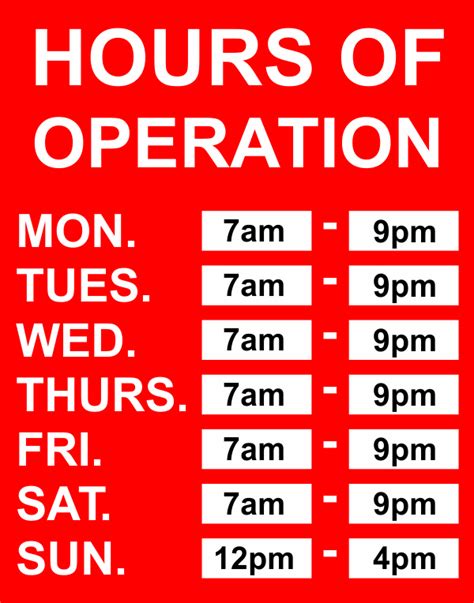 Hours of Operation Vinyl Sign - Custom Signs