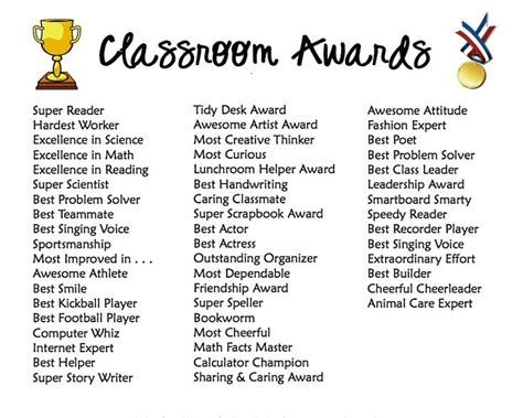 Classroom Award Ideas | Classroom awards, Teaching classroom, Classroom