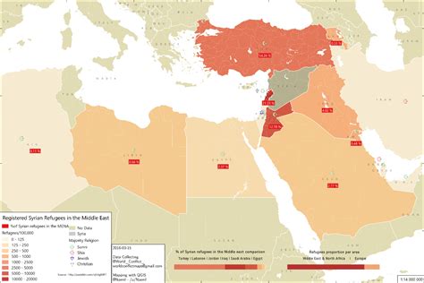 Map of registered Syrian refugees in the Middle East. [OC] | Free And ...