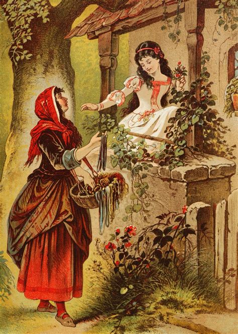 Snow White Old Fairytale book illustration | Grimm fairy tales ...