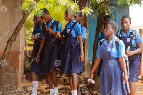 Unidentified Ghanaian Pupils in School Uniform in Local Village ...