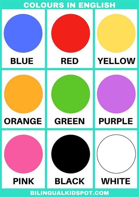 Color Names: List Of Colors In English With The Picture