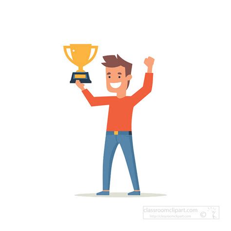 Achievements and Awards Clipart-person holding a trophy in his hand ...