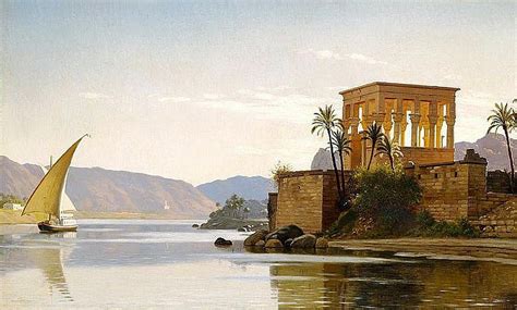 View of the Nile with a temple on the riverbank 1888 Also known as view ...