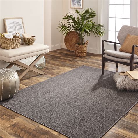 Mainstays Titan Solid Indoor Living Room Area Rug, Gray, 5' x 7 ...