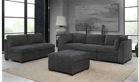 Thomasville Tisdale Modular Fabric Sectional with Storage Ottoman, Gra ...