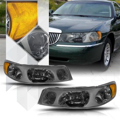 CAR Headlight Lamp FOR 98-02 LINCOLN TOWN CAR CHROME HOUSING AMBER ...