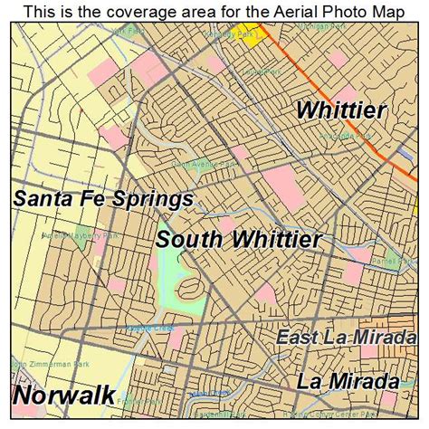 Aerial Photography Map of South Whittier, CA California