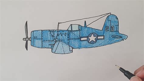 How to draw F4U Corsair - Easy - YouTube