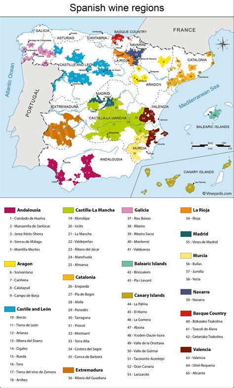 Spain Map of Vineyards Wine Regions