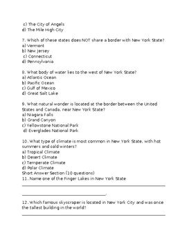 New York Geography Quiz-Prueba de geografía de Nueva York by Amigos ...