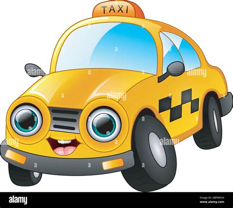 Happy taxi cartoon isolated on white background Stock Vector Image ...