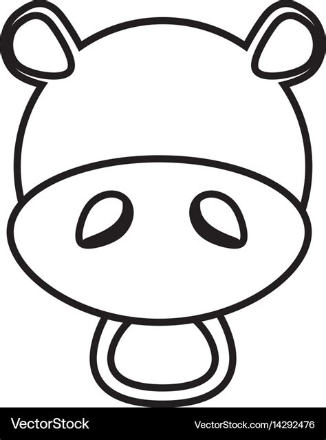 Outline hippo head animal Royalty Free Vector Image