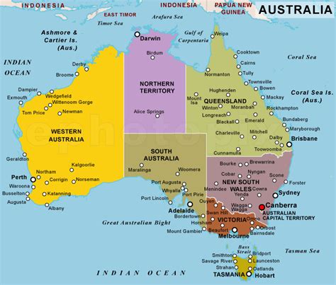 Australia Map Of Cities - TravelsFinders.Com