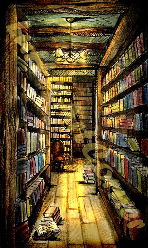 Library Illustration | Abandoned library, Library drawing, Book ...