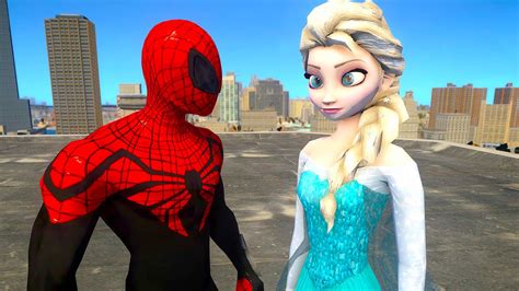 Spiderman vs Elsa The Snow Queen - Frozen - YouTube