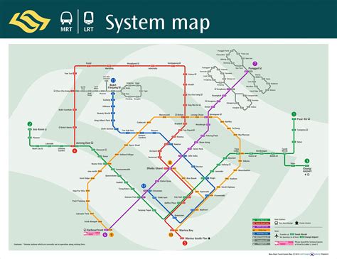 Map of Singapore metro: metro lines and metro stations of Singapore