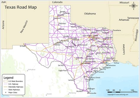 Texas Road Map - Check U.S. & Interstate Highways, State Routes - Whereig