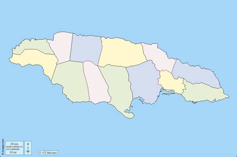 Jamaica free map, free blank map, free outline map, free base map ...