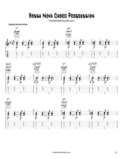 Bossa Nova Chord Progression | FreeWheelinGuitar.com