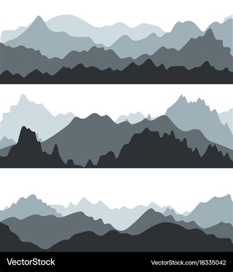 Cartoon silhouette black mountains landscape Vector Image