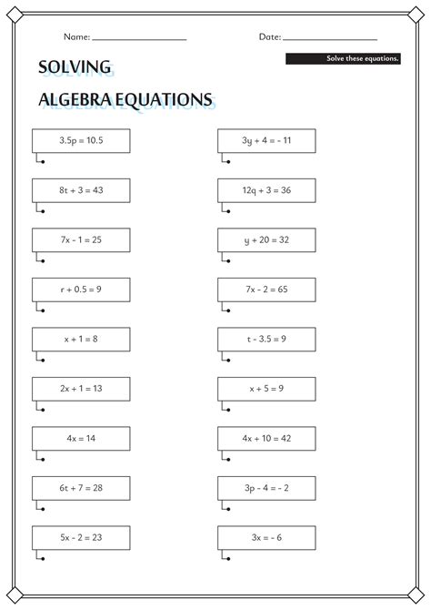 Solving Equations Two Step Worksheet - Printable Computer Tools