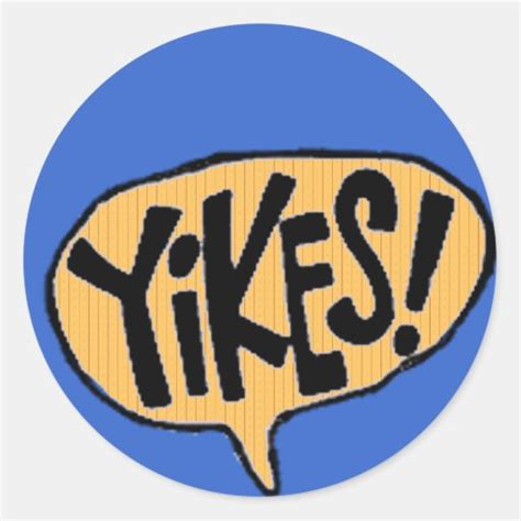 Yikes! Cartoon Exclamation Classic Round Sticker | Zazzle