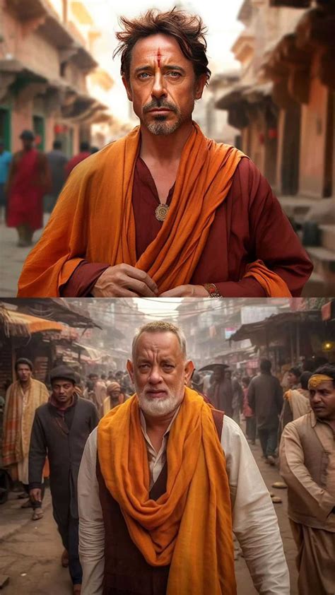 AI Imagines Hollywood Actors as Indian Monks