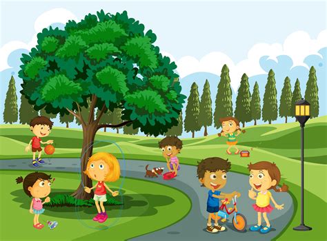 Children playing in the park 432376 Vector Art at Vecteezy