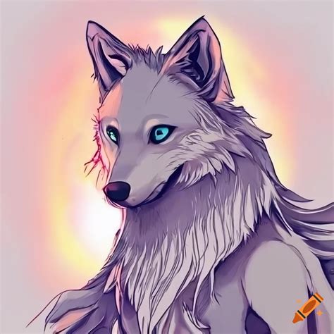 Wolf fanart in line art style on Craiyon