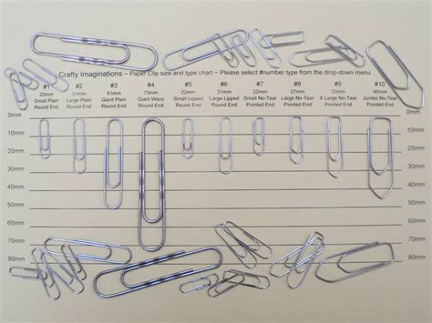 Sizes of paperclips | Paper clip, Type chart, Silver color