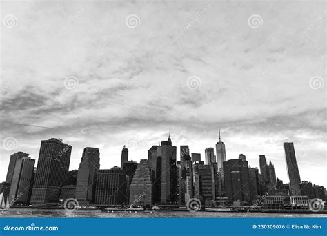 New Yorkâ€™s Skyline in Black and White Stock Photo - Image of high ...