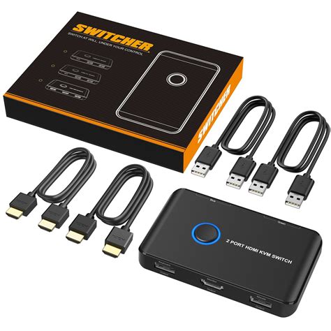 KVM Switch HDMI 2 Port Box,ABLEWE USB and HDMI Switch for 2 Computers ...