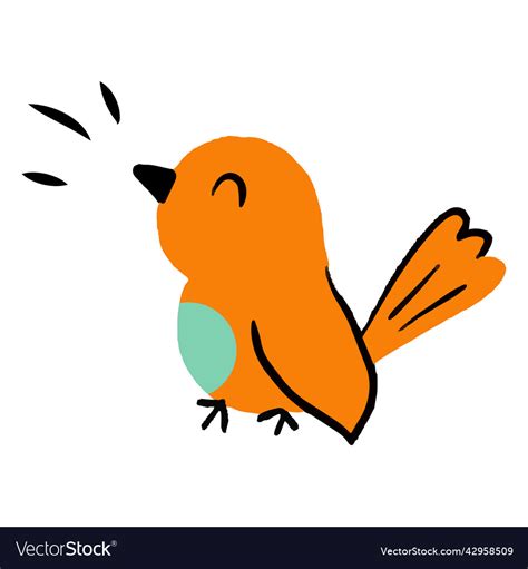 Bird chirping flat high quality Royalty Free Vector Image