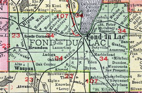 Fond du Lac County, Wisconsin, map, 1912, Fond du Lac City, Ripon ...