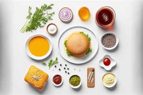 Premium Photo | Ingredients for a burger isolated on a white background ...