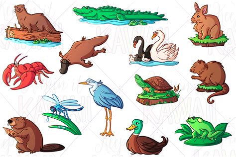 Wetland Animals Clip Art Graphic by Keepinitkawaiidesign · Creative Fabrica