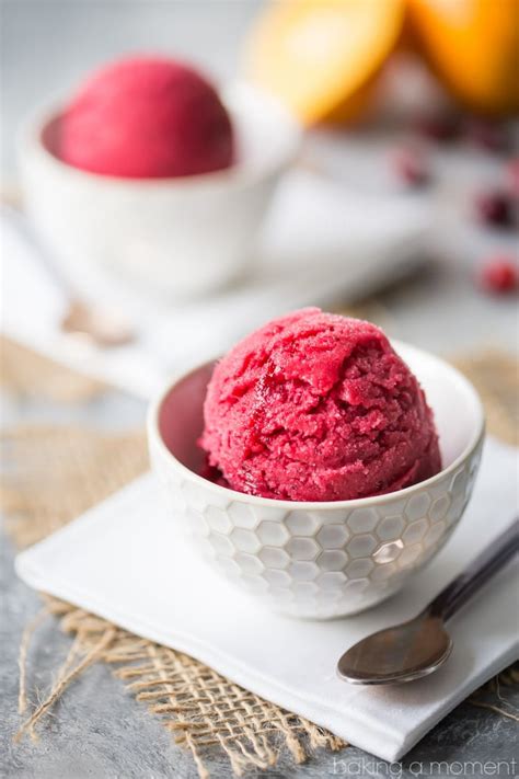 Cranberry Orange Sorbet - Baking A Moment