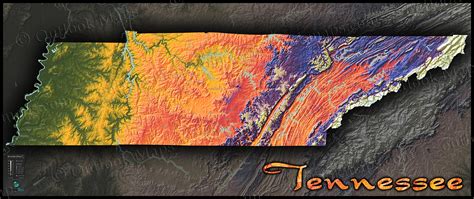 Tennessee Physical Map | Topographic with Elevation Colors