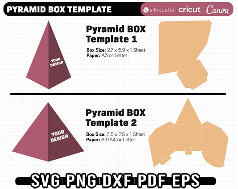 Pyramid Box Template, Pyramid Box Svg, 3D Pyramid Svg, Candy Box, Box ...