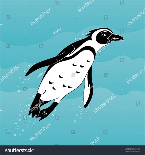 Cute Swimming African Penguin Vector Illustration Stock Vector (Royalty ...