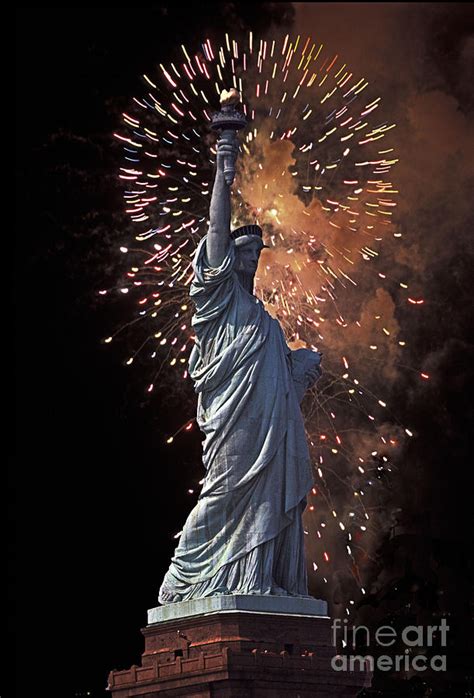 Statue of Liberty Fireworks Photograph by Bruce Bain